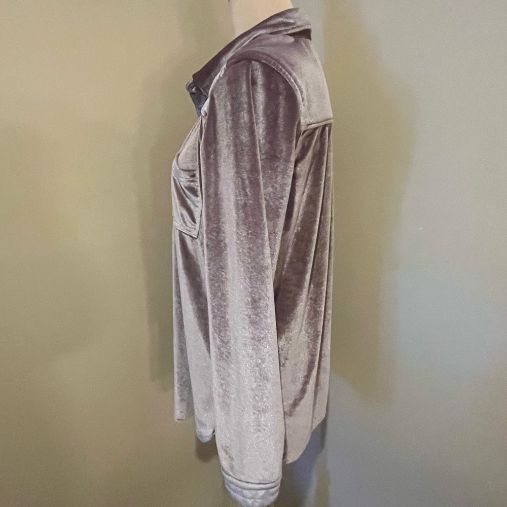 Dear John Velvet Button-Down Shirt in bronze, size Medium - Picture 3 of 8